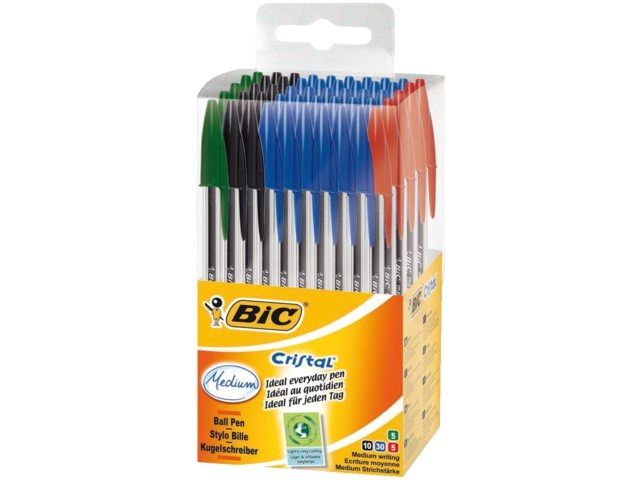 Balpen Bic Cristal Tubo Assorti Medium Per 50 stuks