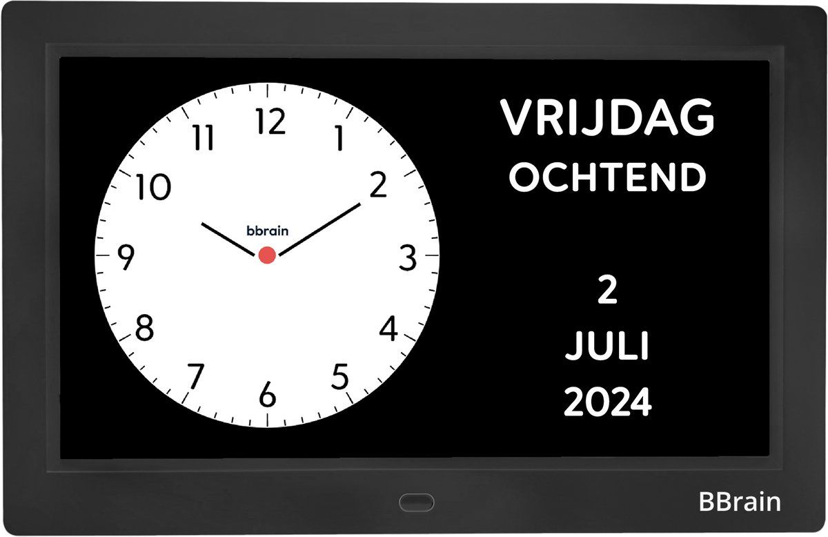 BBrain Basic - Analoge Dementieklok 10 Inch - 21 Herinneringen - Zwart