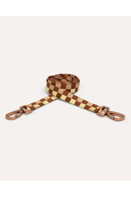 Dogguo Hondenriem - S - Sterk en stijlvol - Bruin/geel (2x200)