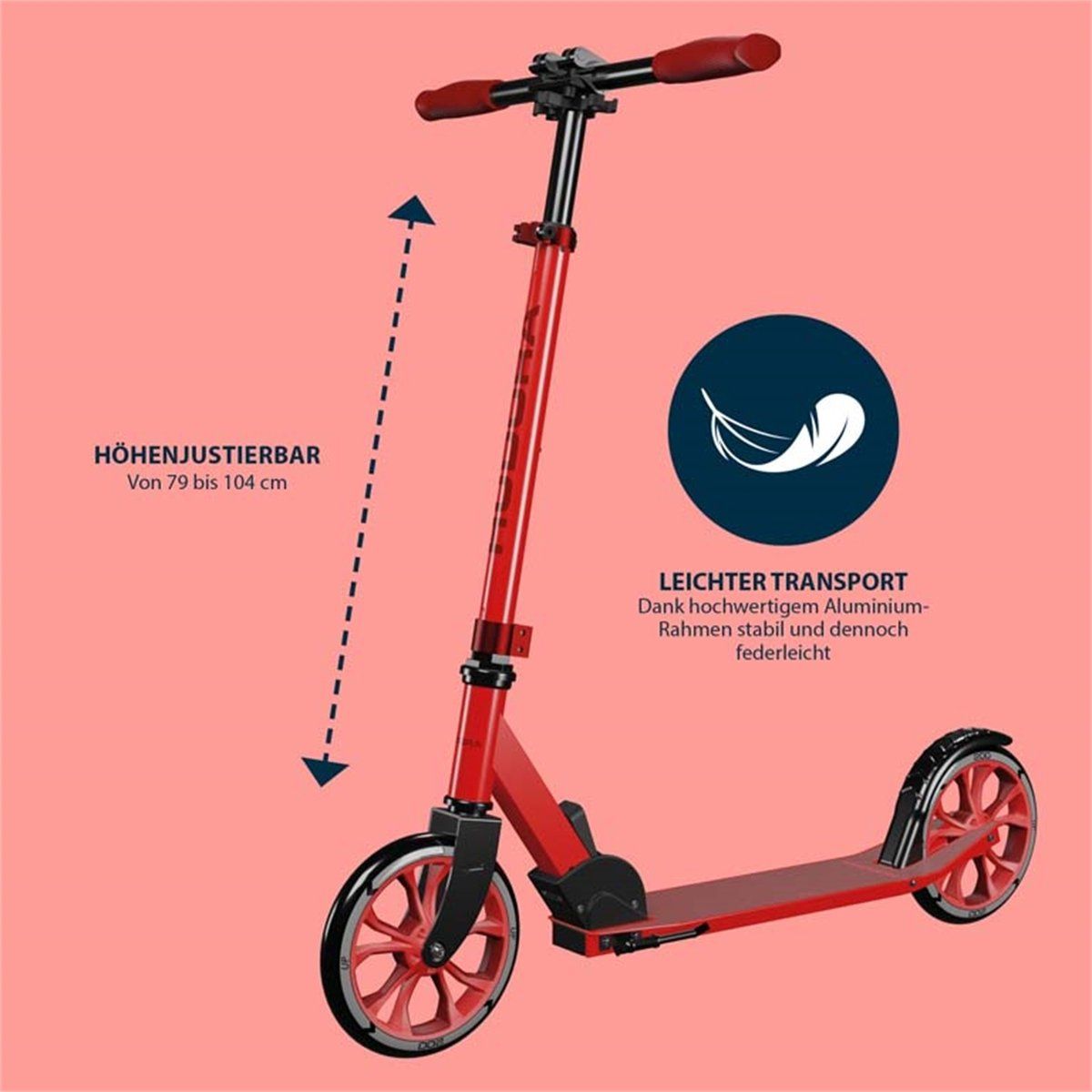 HUDORA Scooter First 200 - Kinderstep - Inklapbaar - Rood