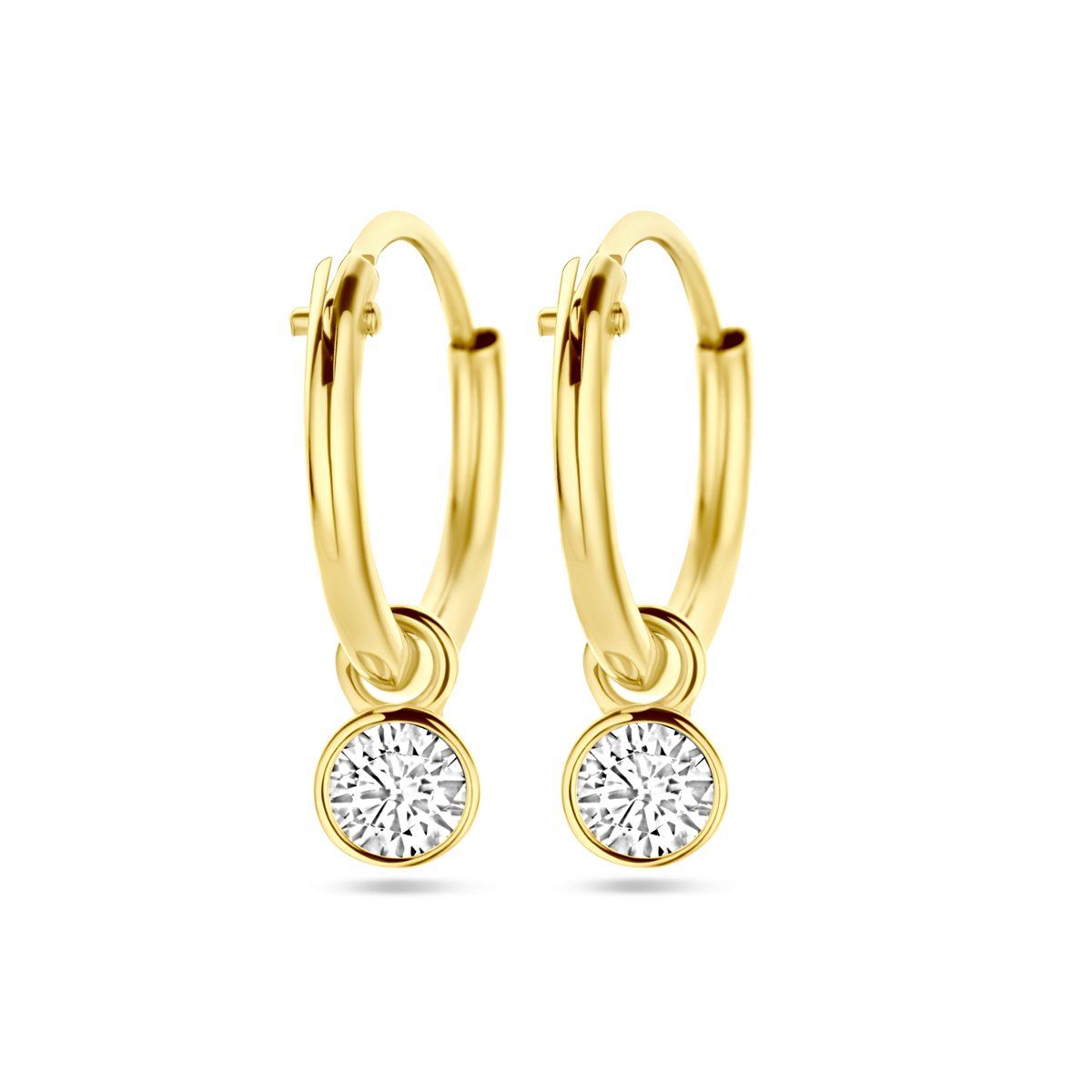 Marie-Céleste Marie Celeste - Oorringen - Zirkonia 3.5mm - Geelgoud 14 Karaat - 11x1.3mm