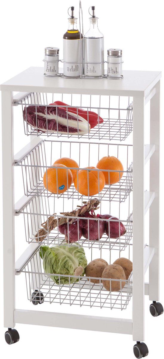 Arredamenti Italia Gingerone - Keukentrolley - 4 Lades - Wit