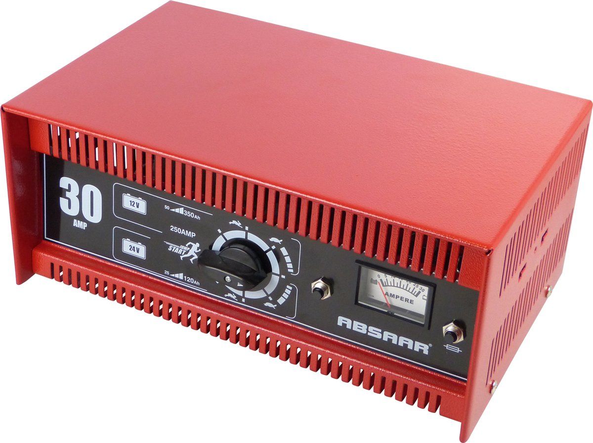 Absaar N/E AmpM SH250 - Acculader 12V/24V 30A - Jumpstarter 250A - Metalen Behuizing