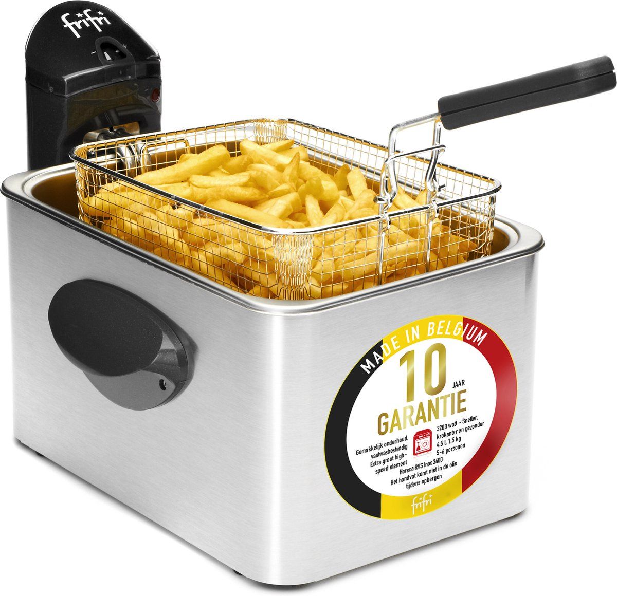 Frifri 5848 - Friteuse - 3200W high-speed verwarmingselement - XL vierkante mand (1 stuk)