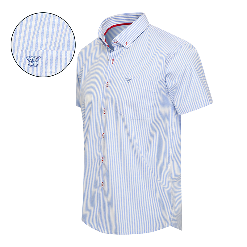 Bronte - Overhemd - Korte Mouw - Gestreept - Blauw - Maat Xxl