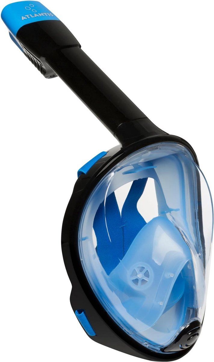 Atlantis Snorkelmasker - Full Face Masker - 180° Zicht - Zwart/Blauw - L/Xl