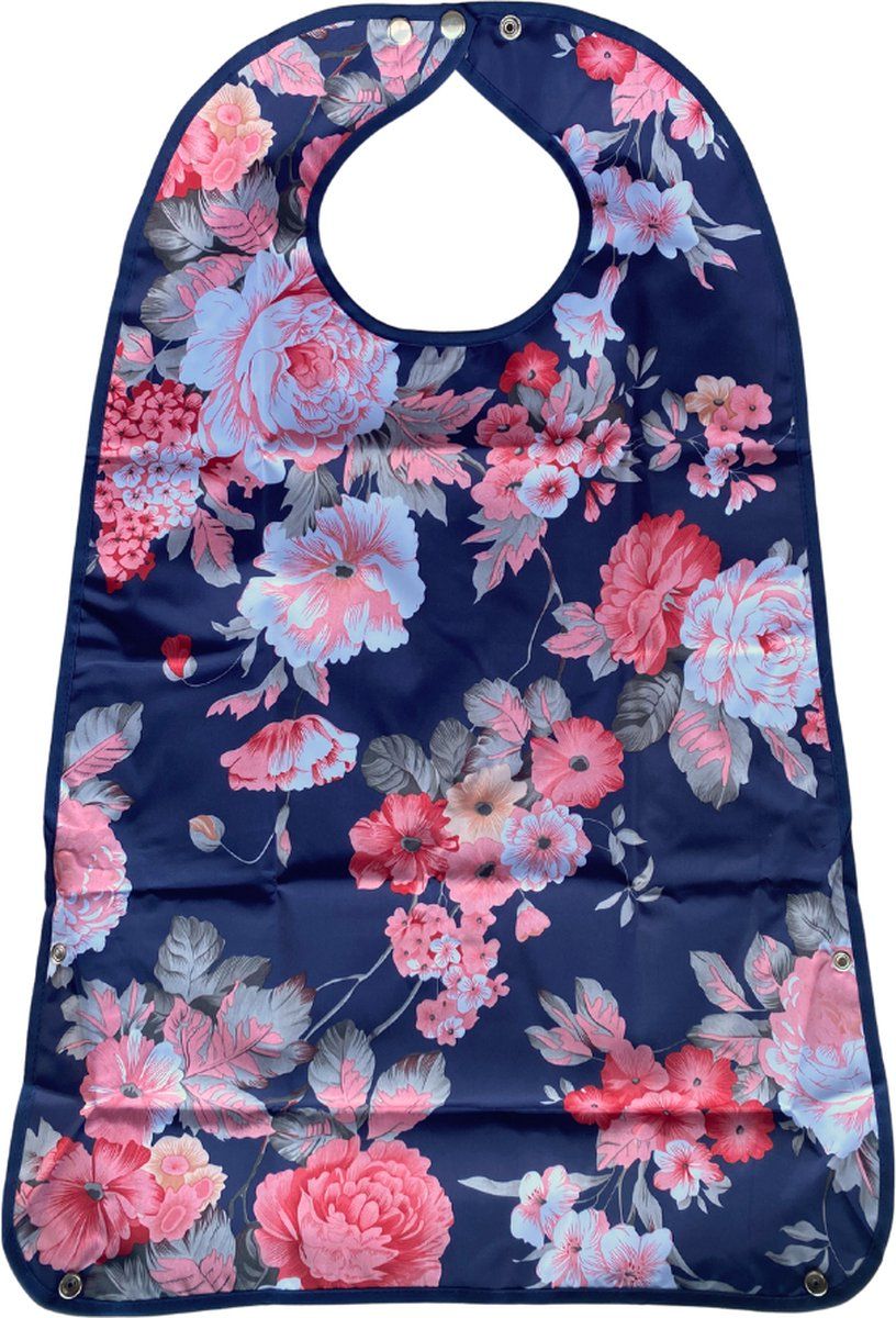 Multimotion Secobed Wasbare Slab - Met Opvangbak - Blauw Met Roze Bloemen - 50 X 75 Cm