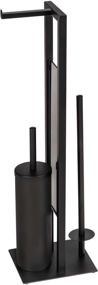 WENKO Rivalta - Toiletbutler - 3 in 1 met toiletborstel en rolhouders - Zwart