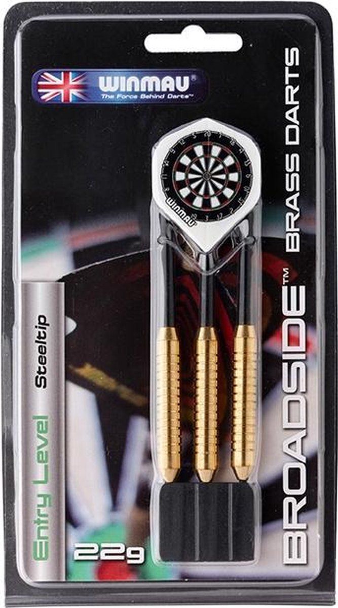 Winmau Broadside - Steeltip dartpijlen - 22 gram - Goud (set van 3)