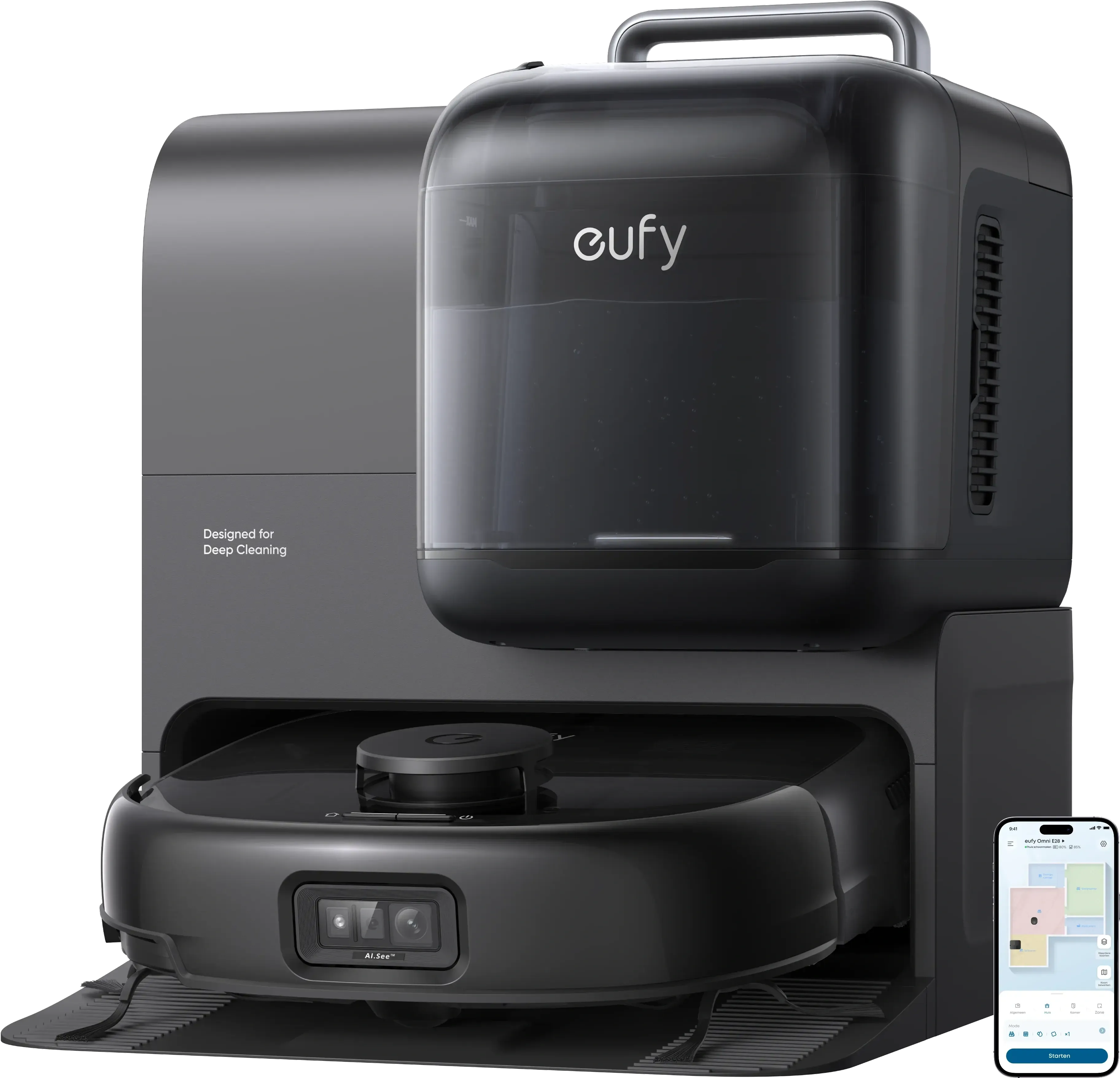 Eufy Omni E28 - Stofzuiger - 3L stofcapaciteit 2,5L watertank 5200 mAh zwart