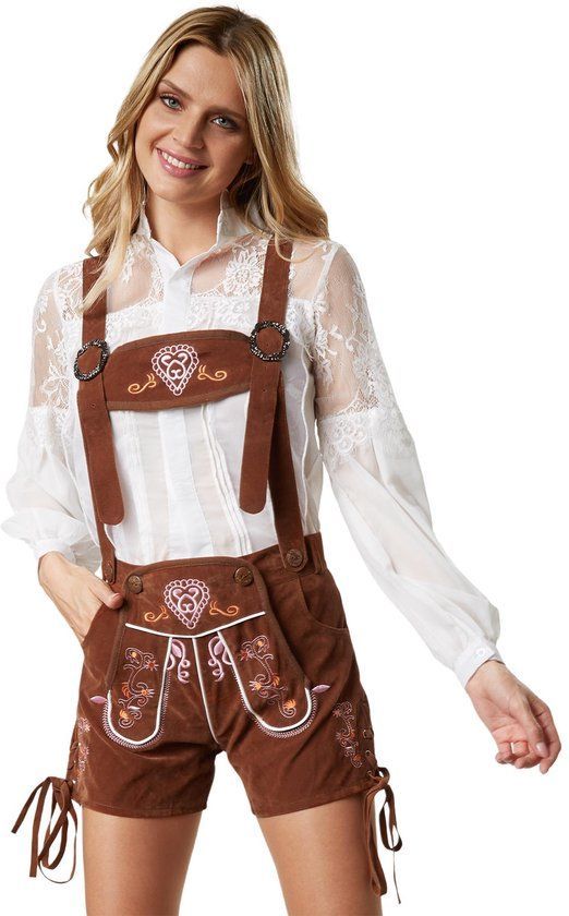 Dressforfun Lederhose Ammersee XXL - traditionele klederdracht - kleurrijke stiksels