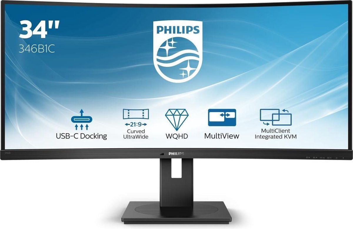 Philips B-line 346B1C - 34"Gebogen QHD Monitor - USB-C - Zwart