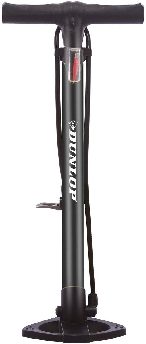 Dunlop Fietspomp - staande pomp voor Presta Dunlop Schrader ventiel - 12 bar - zwart