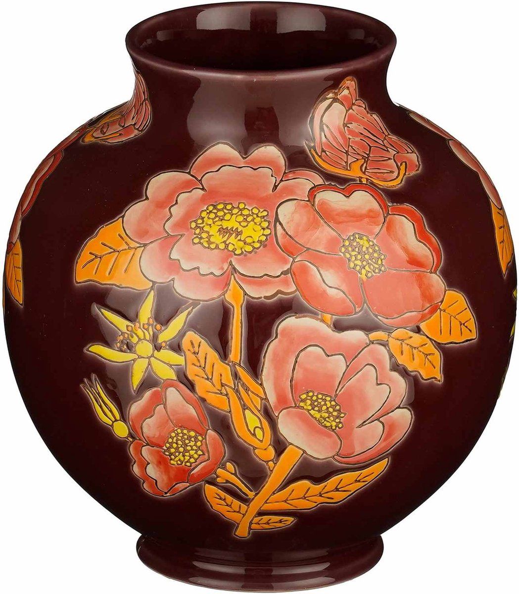 Mica Decorations Vaas Eloise - Keramiek - 22x22x24 Cm - Paars