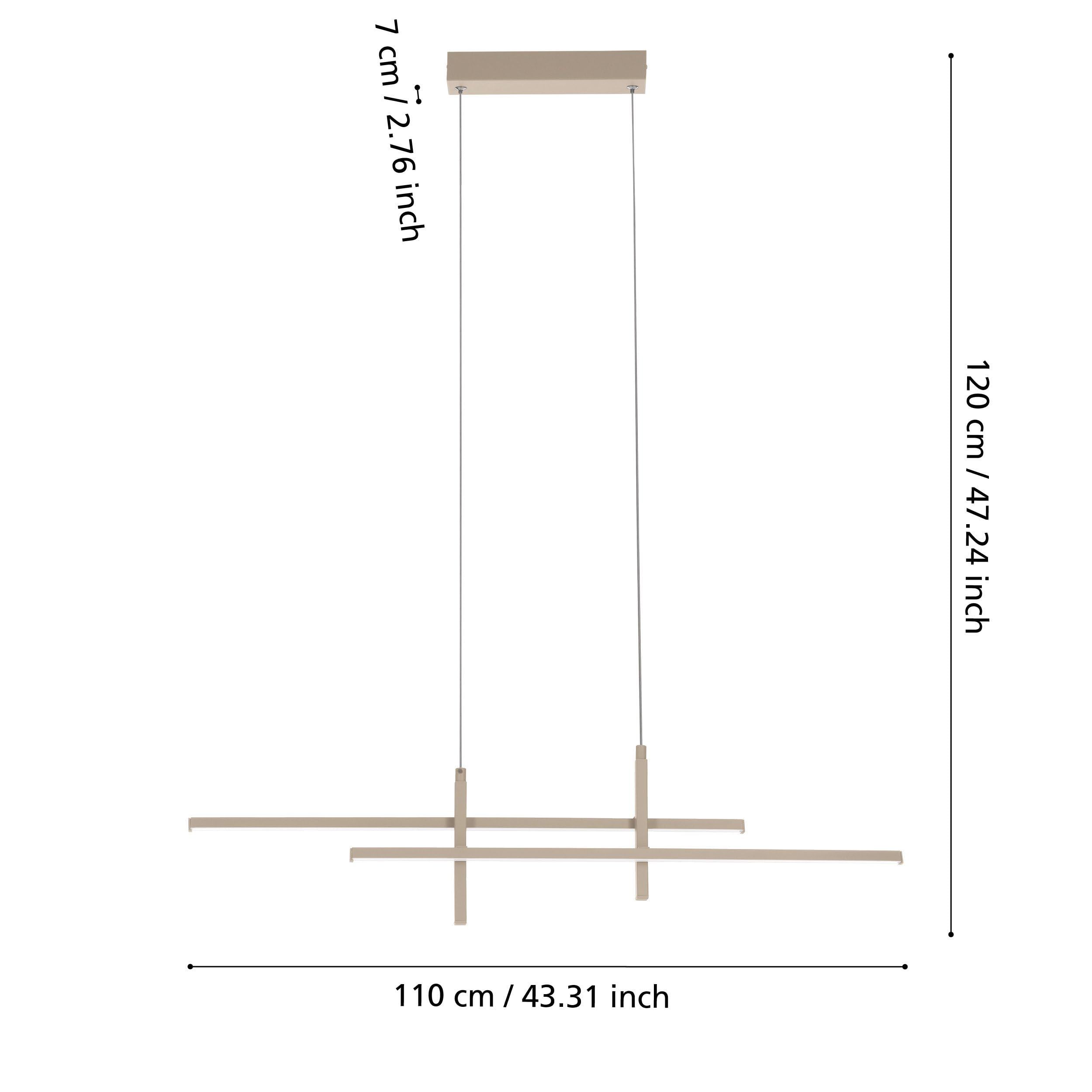 EGLO Trepiliano Hanglamp - LED - 110 cm - Zandkleur/Beige/Crme/Wit