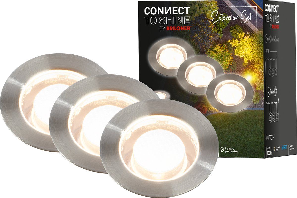 Briloner Connect To Shine - Led Grondspot - Warm Wit Licht - IP67 -Ø4.5x6.6 Cm (set Van 3)