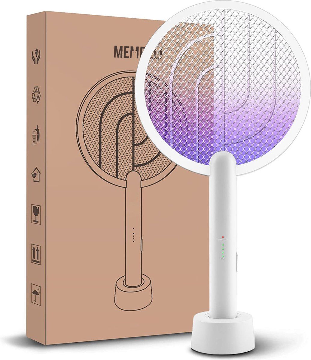 Membeli Elektrische Vliegenmepper - 2500V 4-in-1 Muggenlamp - Oplaadbaar - Wit