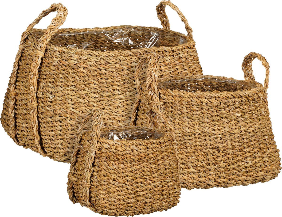 Mica Decorations Plantenmand - Set van 3 - H25 xØ35 cm - Bruin (set van 3)