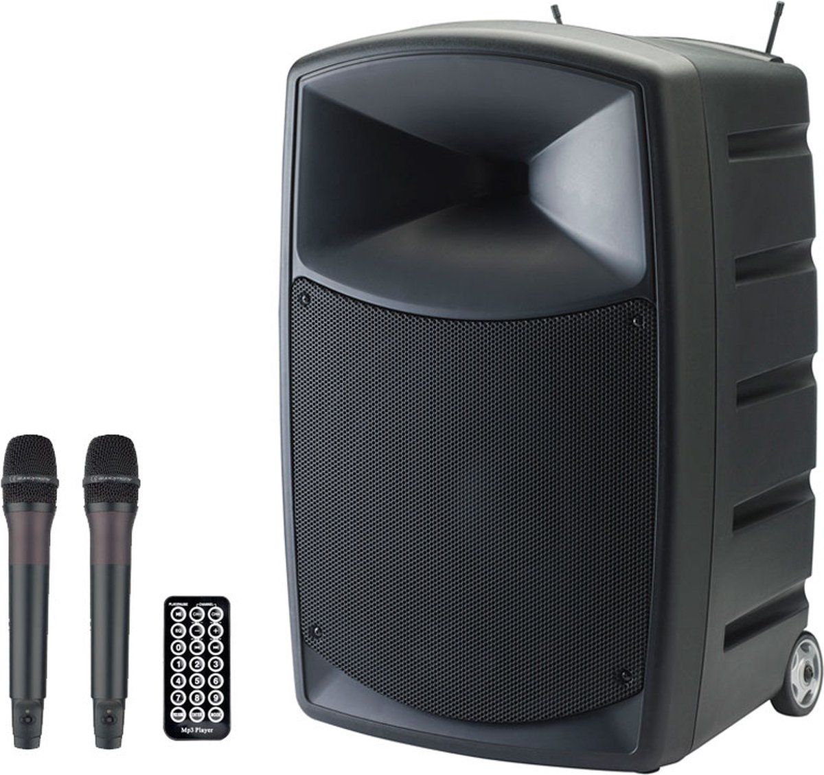 Audiophony CR12A-Combo - Bluetooth Speaker - Usb/Sd Speler En 2 Uhf Microfoons - Zwart
