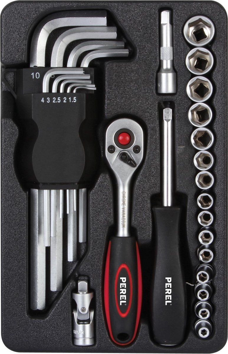 Toolland Gereedschapsset, 28-delig, chroom-vanadium, antislip handgreep, inbussleutels