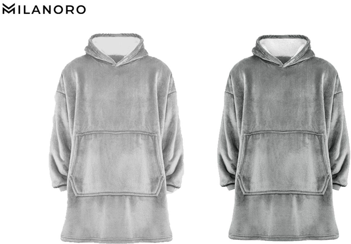 Milanoro Hoodie Deken - Ultrazacht En Warm - One Size (S T/m Xxl) - Zilvergrijs