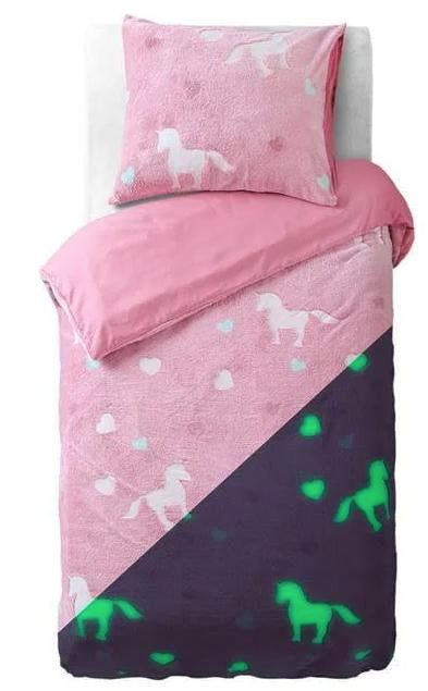 Sleeptime Glow In The Dark Unicorn Dekbedovertrek - 140x200/220 + 1 Kussensloop 60x70 - Roze