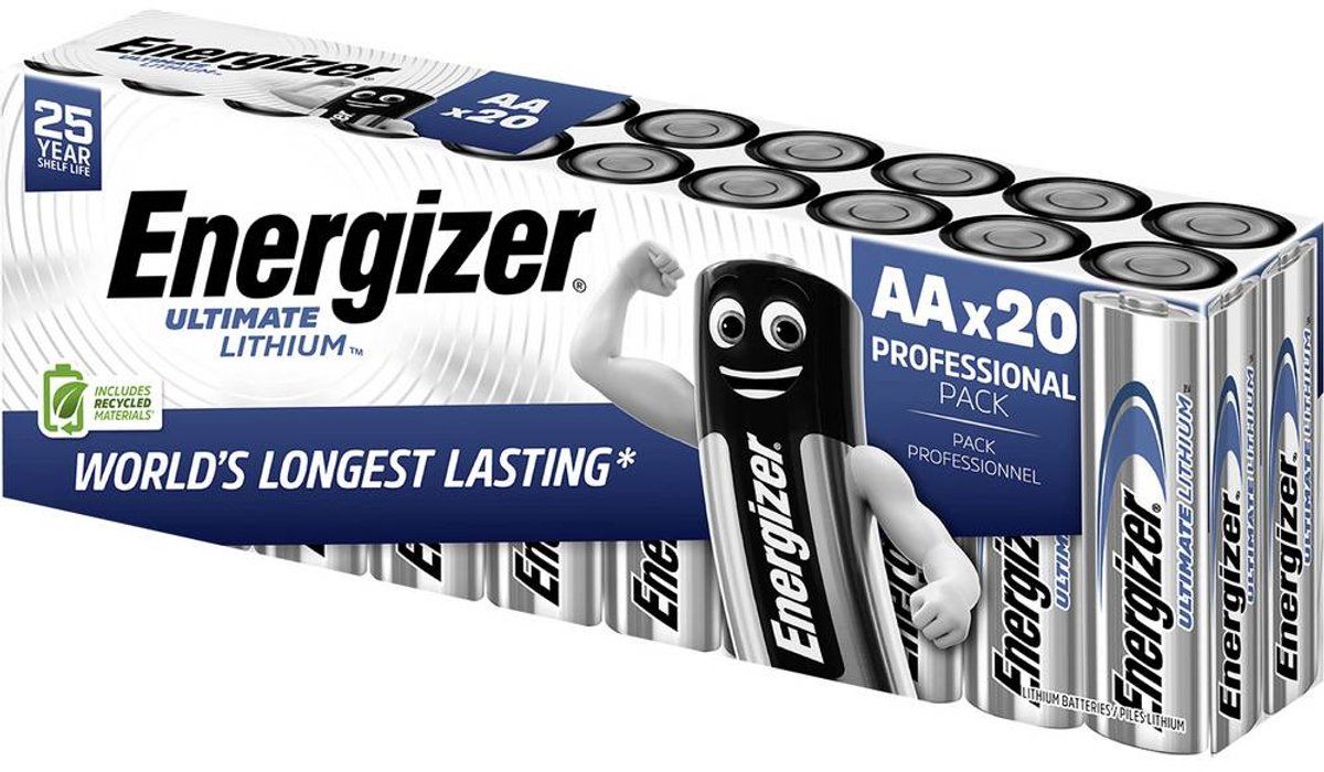 Energizer Ultimate Lithium L91 - AA Batterij - 3000 mAh - 20 stuks