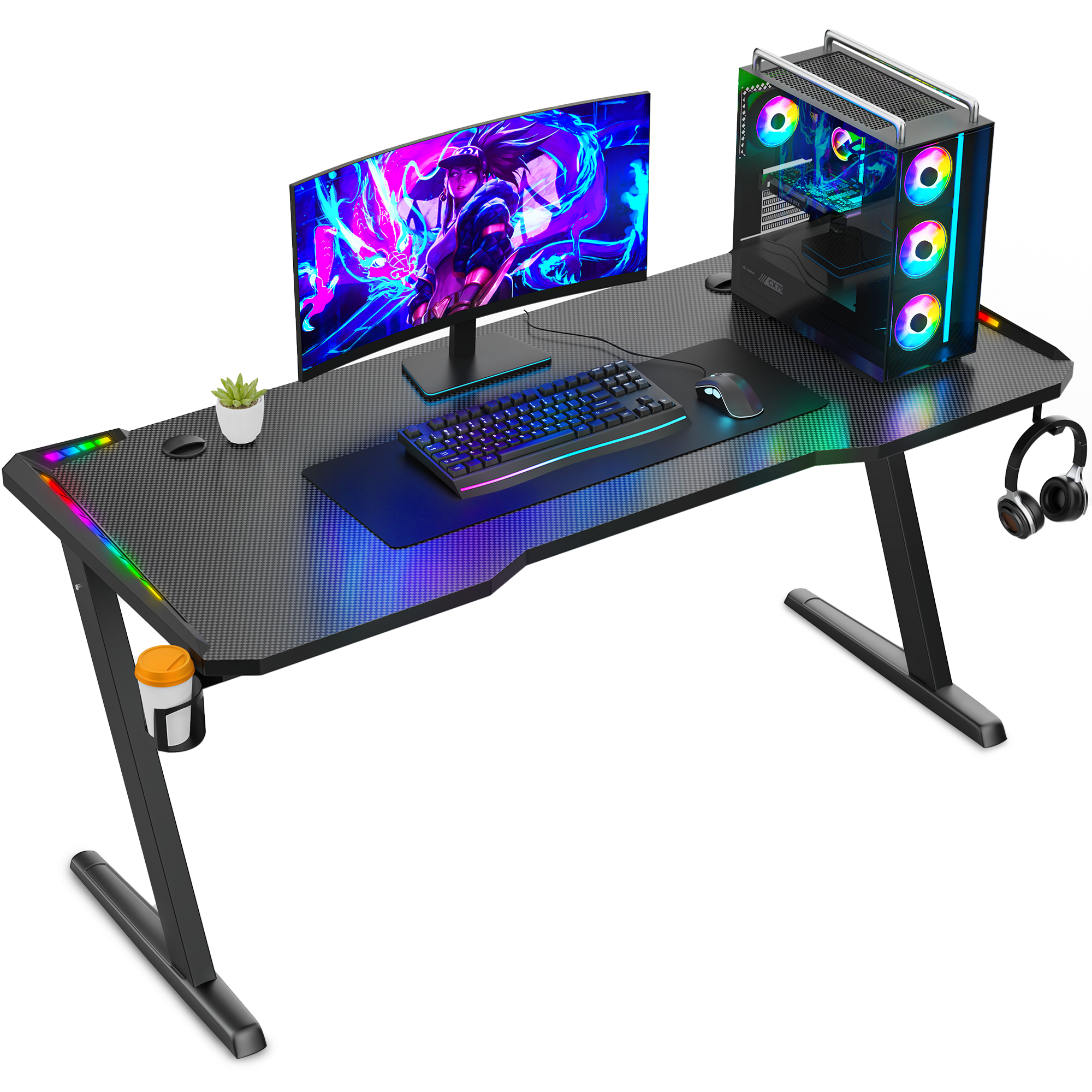 Avalo Gaming Bureau - 140x60x73 CM - LED Verlichting - Zwart
