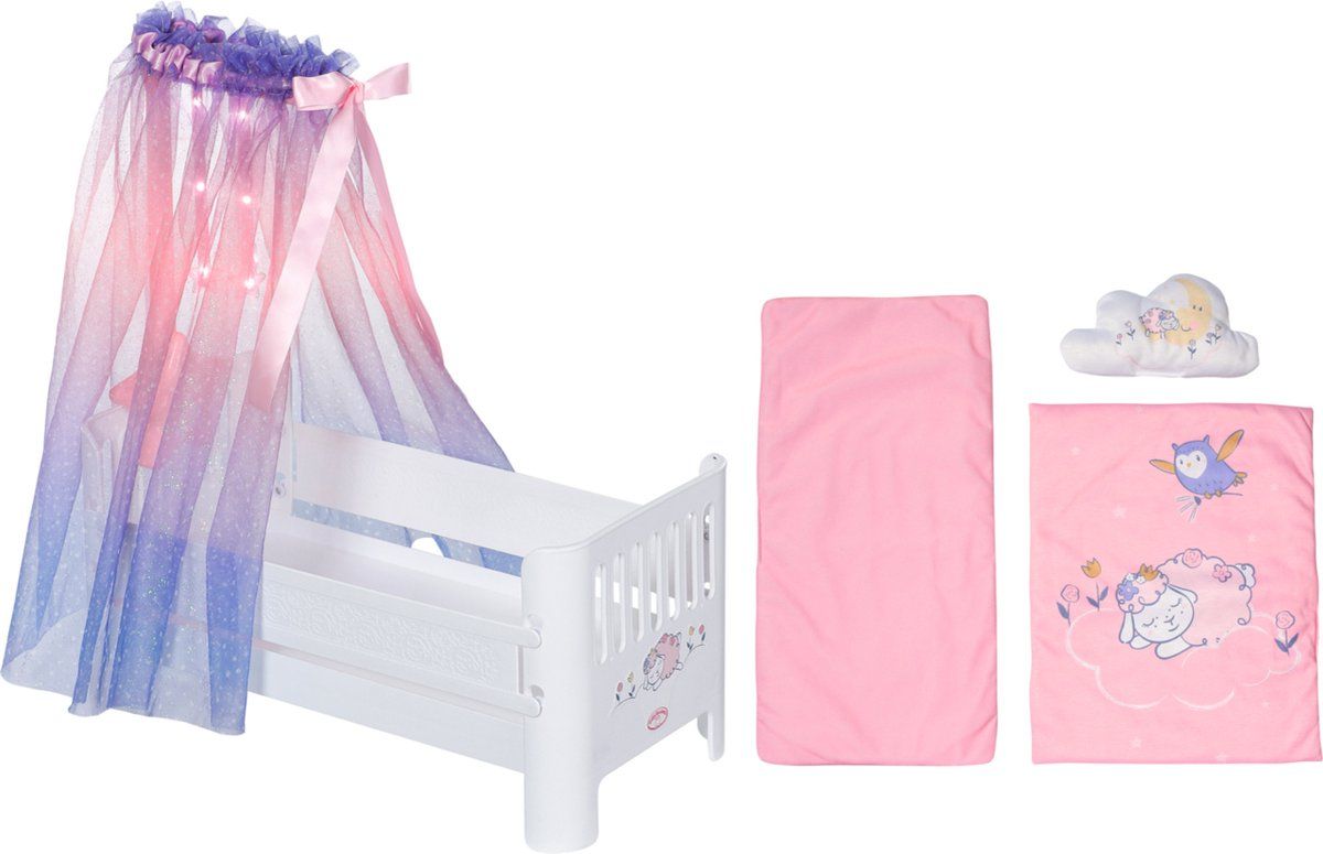 Baby Annabell Sweet Dreams Bed - Poppenmeubel met verlichte stoffen hemel en slaapliedje - Multikleur