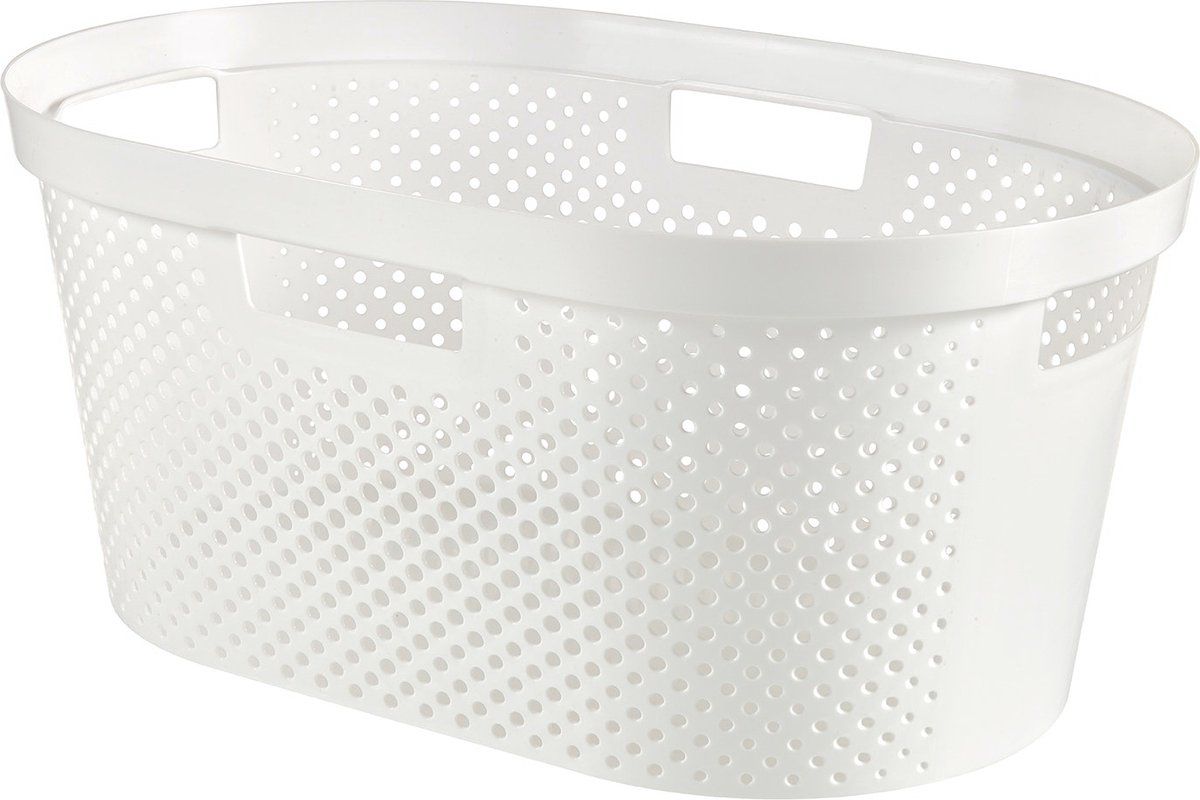 Curver Infinity Recycled Dots - Wasmand 40L - Gerecycled Kunststof - Wit