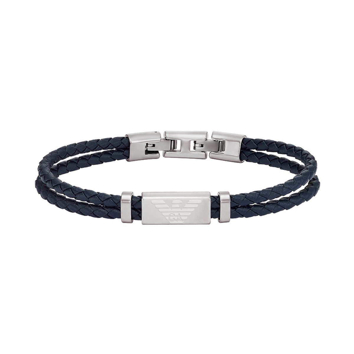 Emporio Armani EGS2995040 - Herenarmband - Leren Koord Met Roestvrijstalen Sluiting - 19.60 Cm