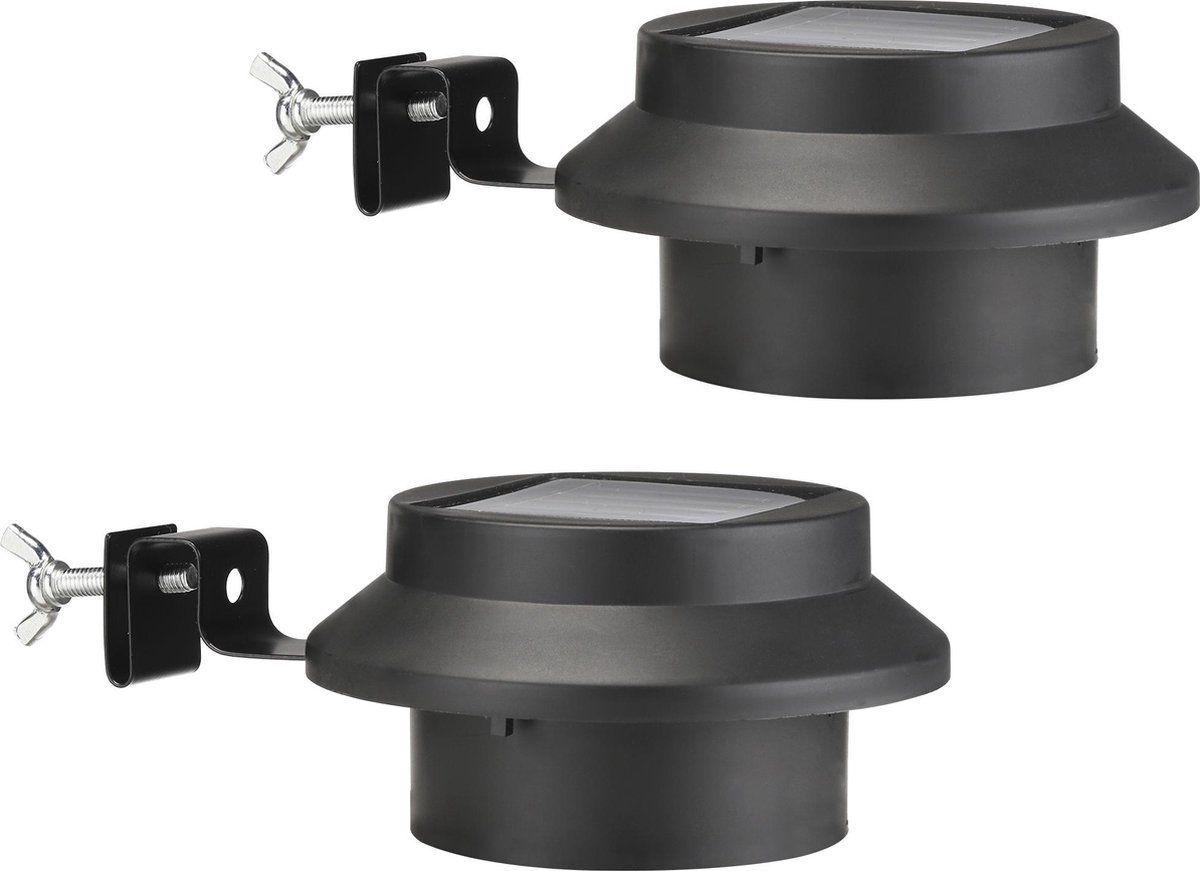 Haushalt 70193 - Dakgoot Led Solar Lamp - Oplaadbaar Met Aa-batterij - Zwart (2 Stuks)