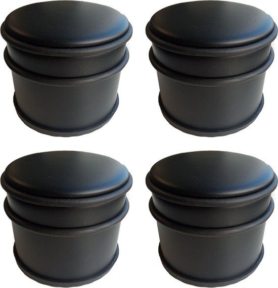 Merkloos Brasq Set Van 4 Deurstoppers - Deurstopper Zwart Met Anti Slip - 1, 1 Kg Voor Binnen En Buiten - Deur
