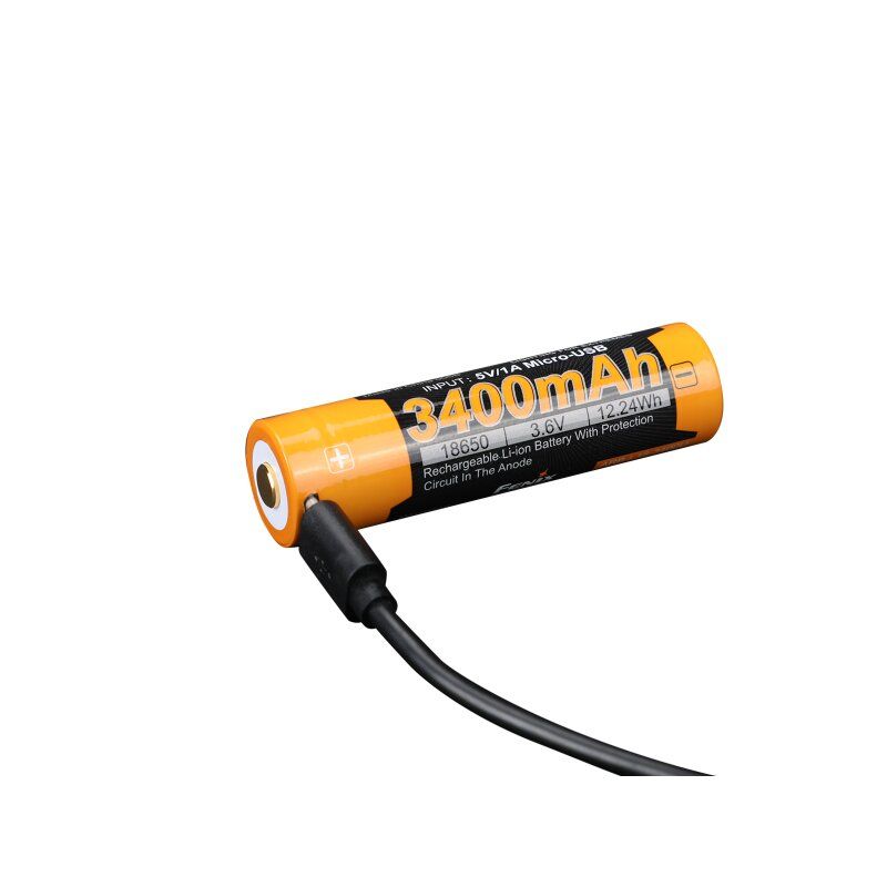 Fenix ARB-L18-3400U 18650 Li-Ion batterij beveiligd 3400mAh, met USB-oplaadfunctie, 70x18,6mm
