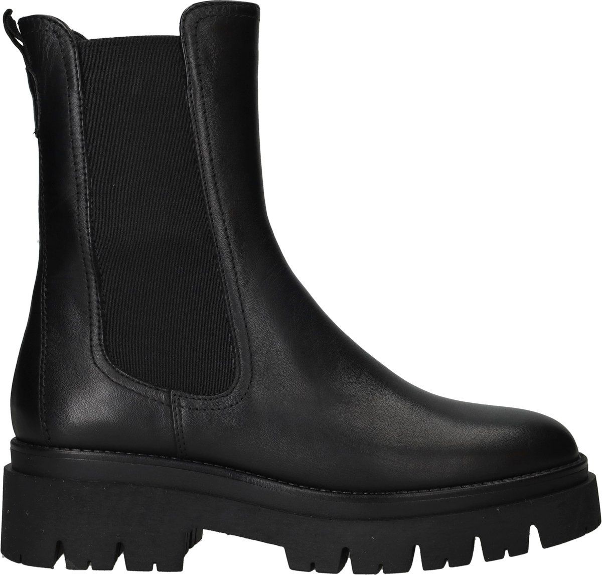 Tamaris Dames Chelseaboot - Blokhak 5 Cm - Zwart