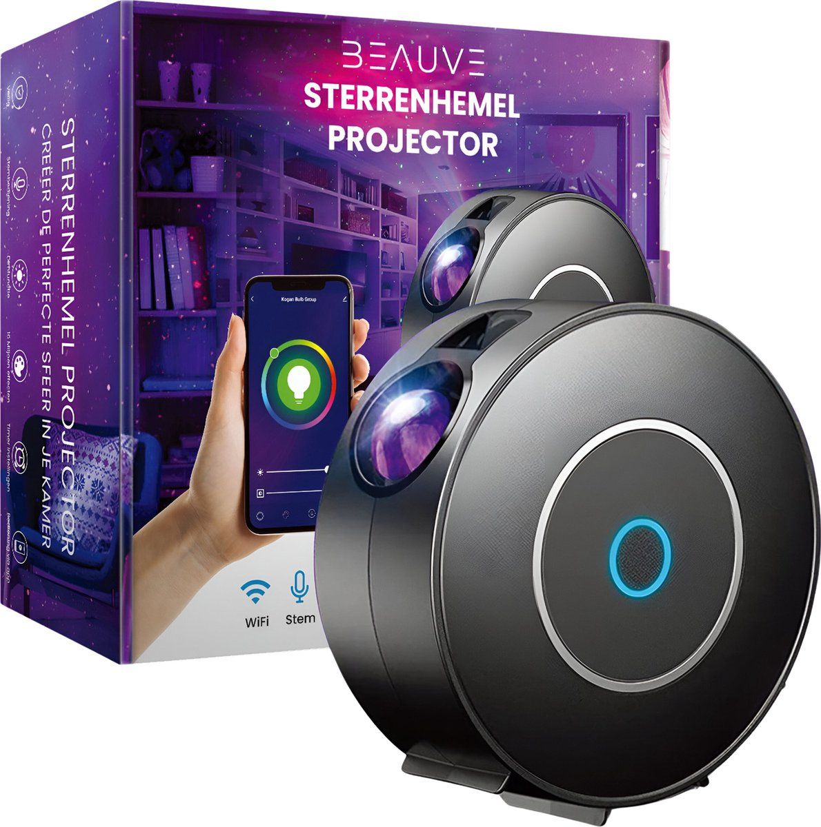 Beauve Sterrenhemel Sterren Projector Lamp Voor Kinderen&Volwassenen - Galaxy Nachtlampje - Star Projectorlamp - Sterrenprojector Verlichting - Zwart