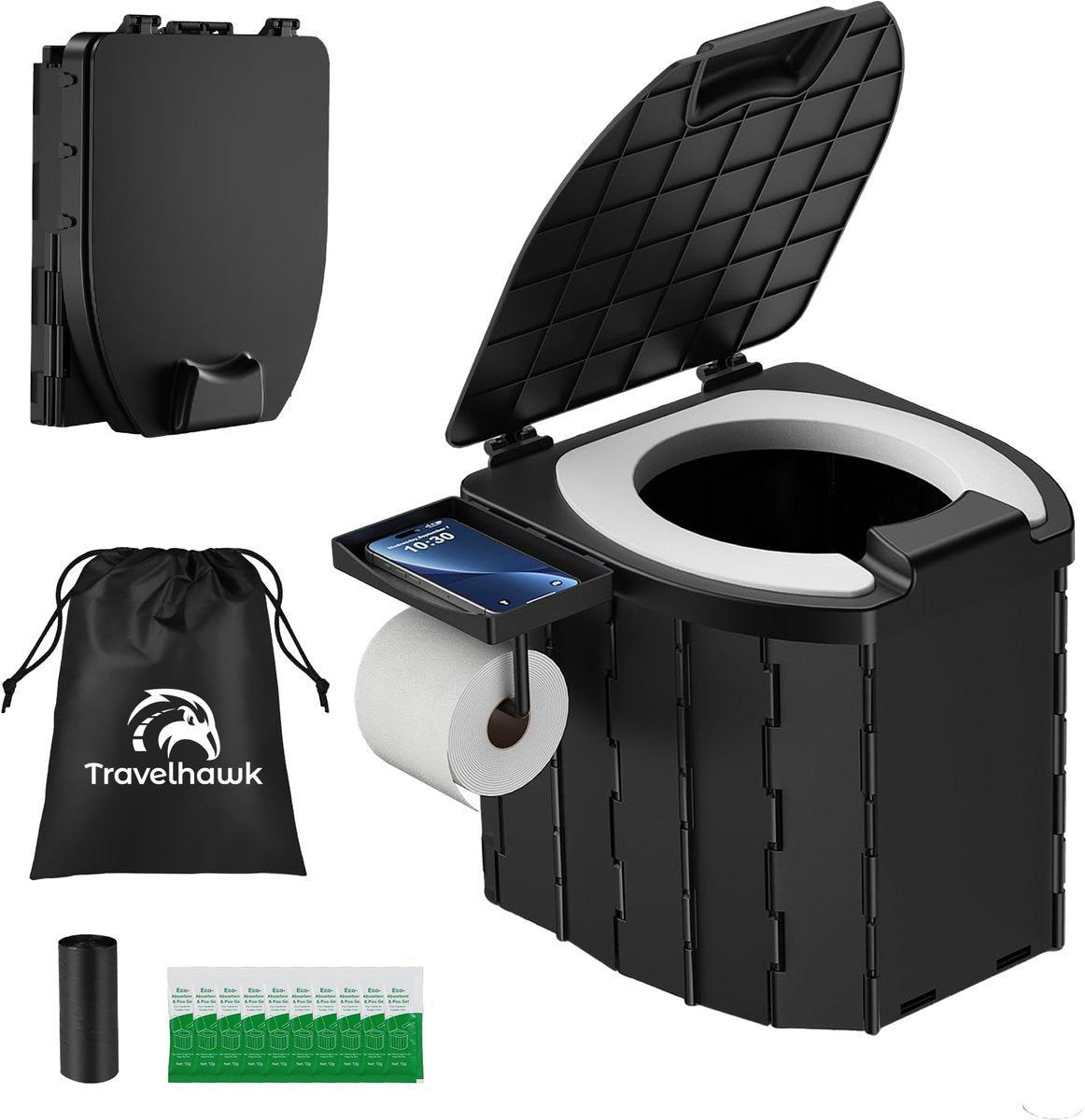Travelhawk Camping Toilet - Opvouwbaar - Biologisch Afbreekbare Zakjes - Kleur Niet Gespecificeerd