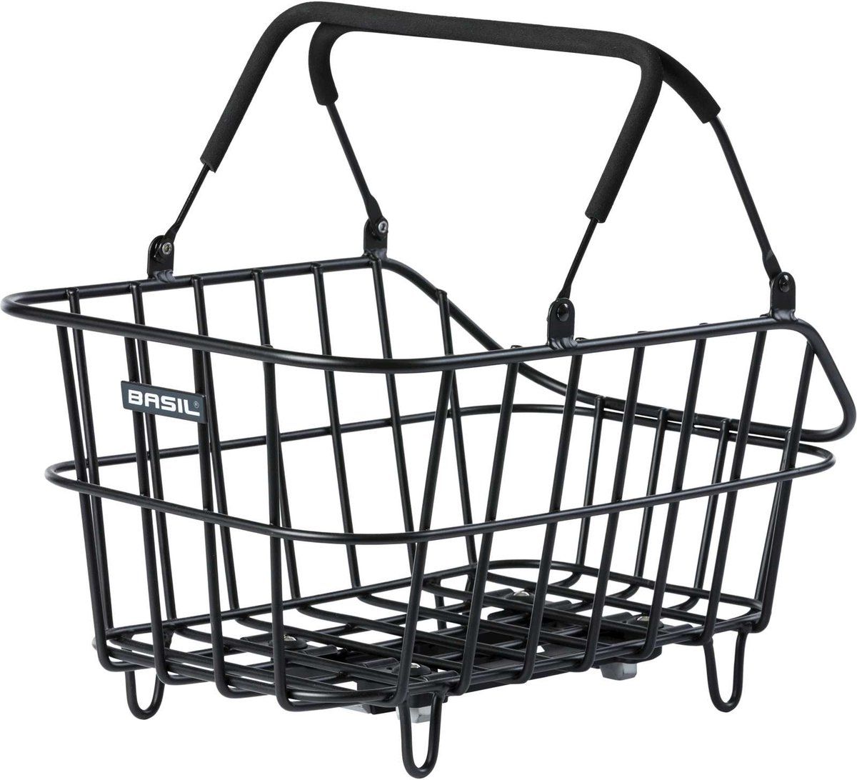 Basil Cento Alu Mik Fietsmand - Achter - Aluminium - Weerbestendig - Verstevigd Frame - Mat Zwart
