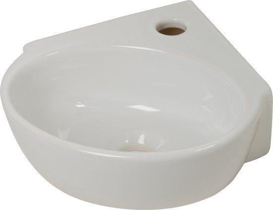 Plieger Corner Hoekfontein - 1 Kraangat - Zonder Overloop - Glanzend Wit - 29.5x31.5x9.5cm - Keramiek