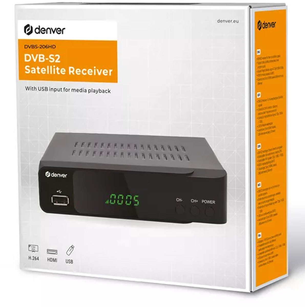 DENVER® DVBS-206HD - Full HD Satellietontvanger - HDMI en Scart - Zwart