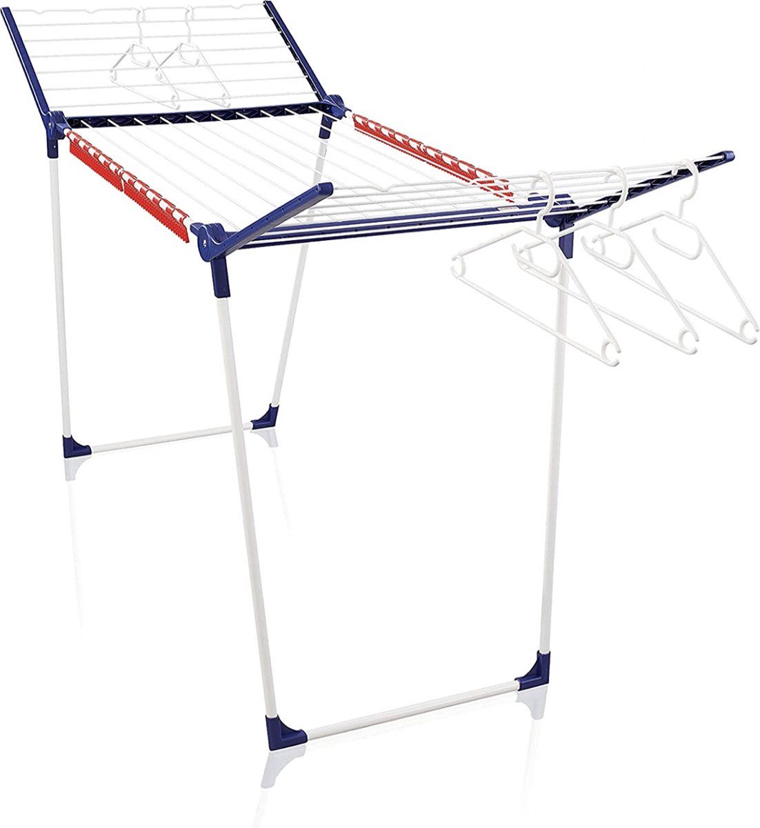 Leifheit Pegasus 200 Solid - Droogrek 20 m drooglengte - Stabiel met 4 houders en 5 hangers - Wit/Blauw