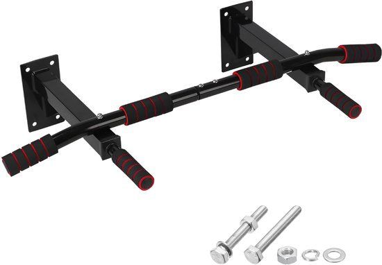 Ttd® Premium Pull Up Bar – Wandmontage Dip Station – Tot 250KG – Home Workout – Zwart/Rood