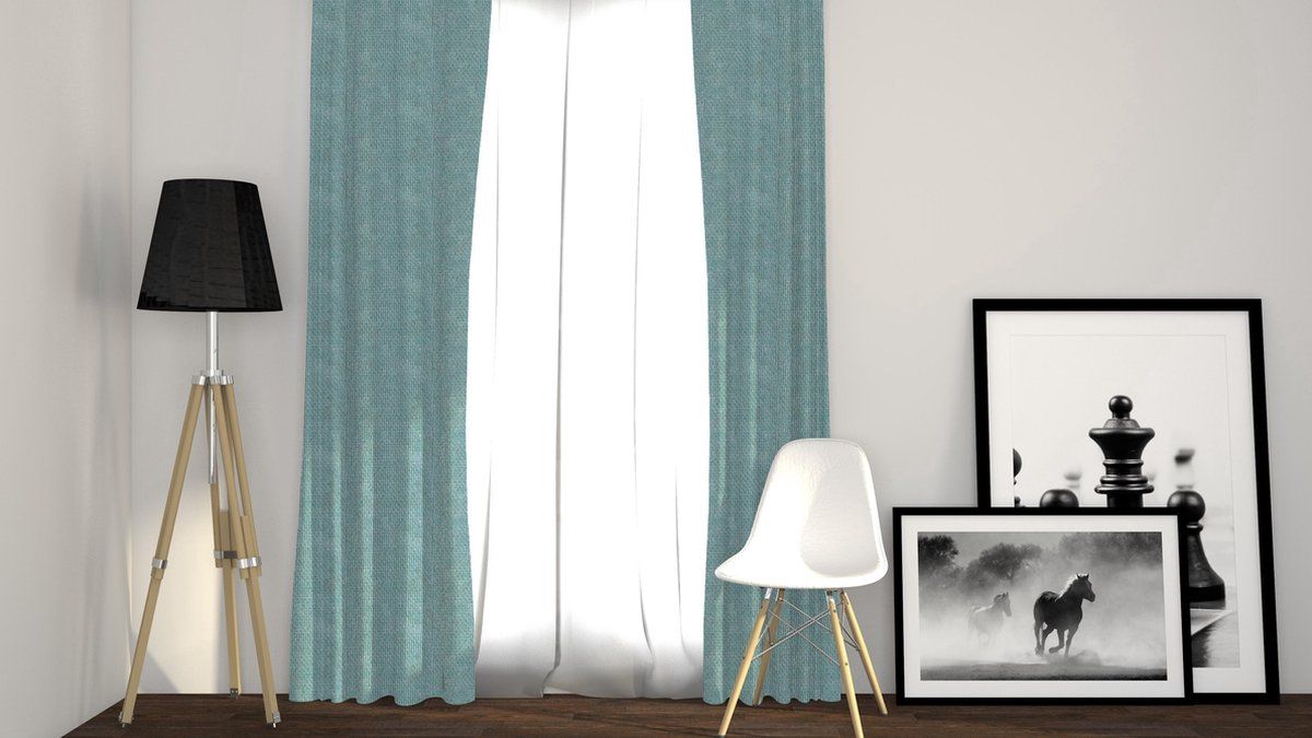 Larson - Luxe Geweven Blackout Gordijn - Haken - Mint Turquoise - 150 X 250 Cm - Verduisterend&kant En Klaar