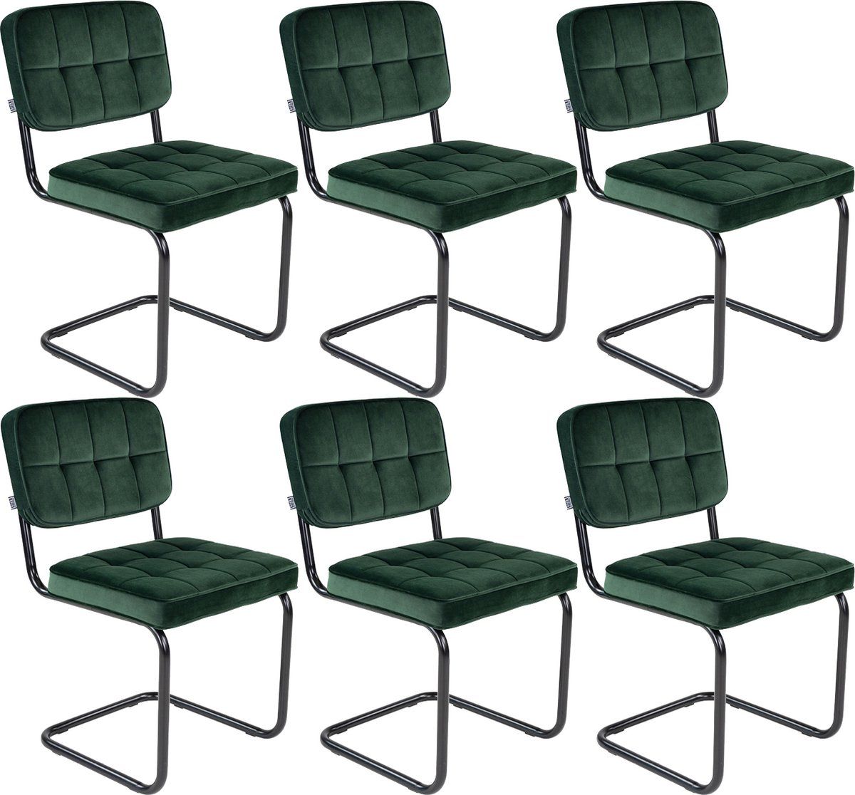 Kick Buisframe Stoel Ivy Donkergroen - Set Van 6