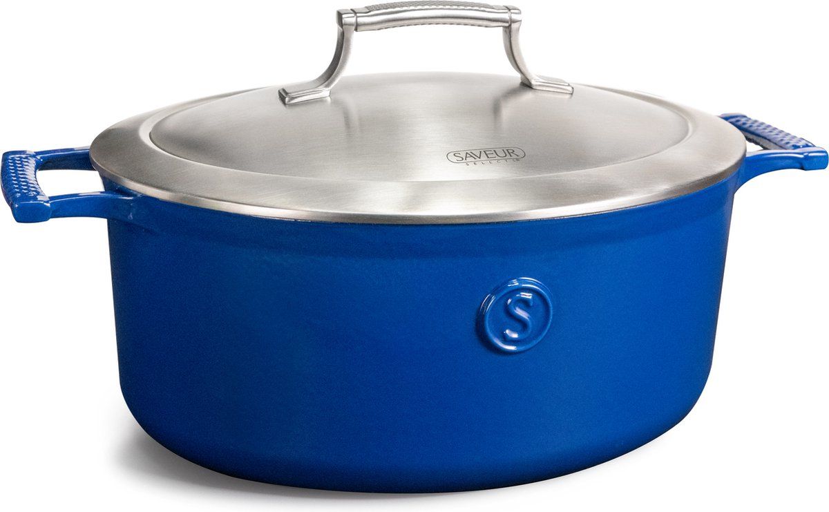 Saveur Sélects Saveur Selects - Gietijzeren BraadpanØ30 Cm - Pfas-vrij - Geschikt Voor Inductie&Oven - Klassiek Blauw