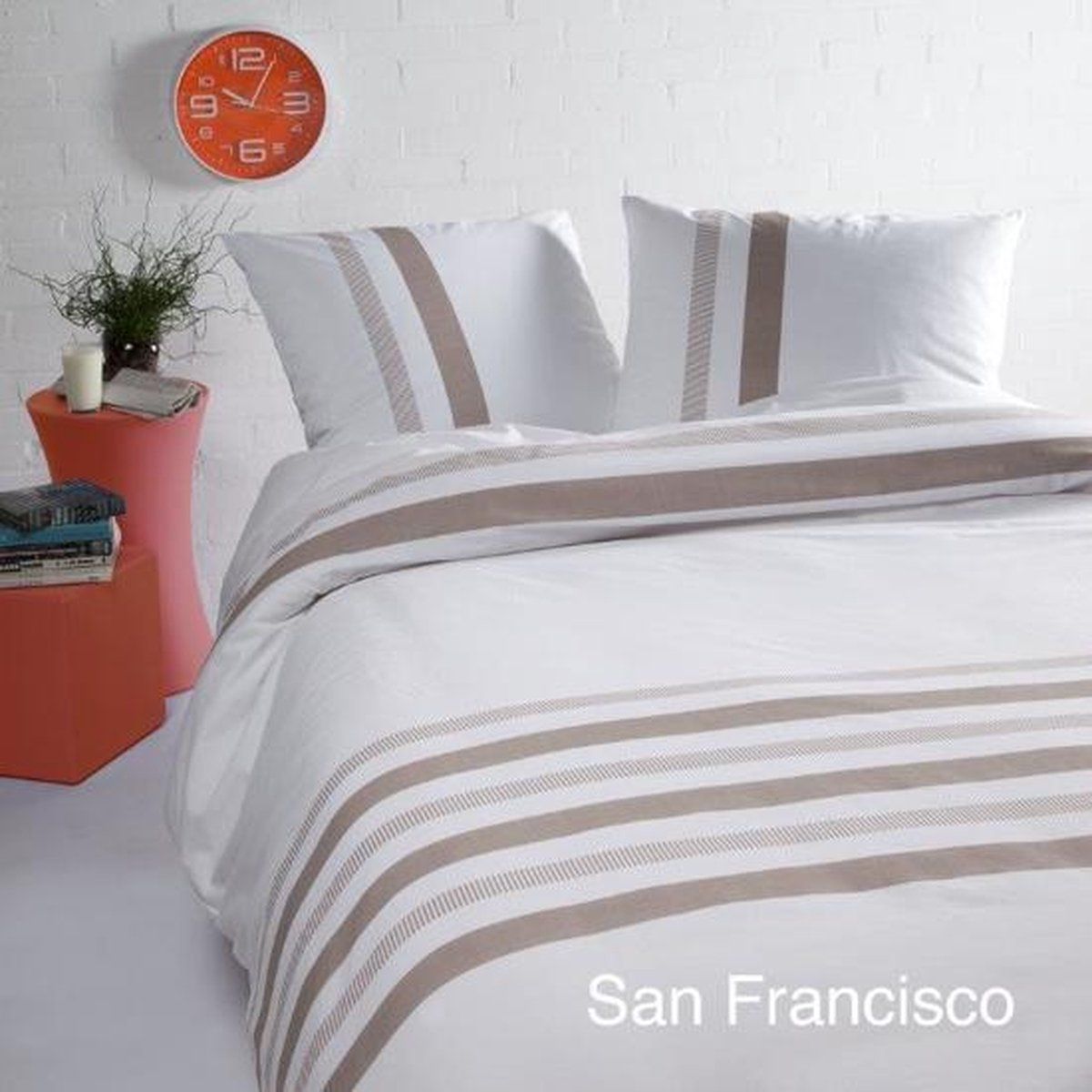 Papillon San Francisco - Dekbedovertrek - Eenpersoons 140 X 200/220 - Gestreept - Beige