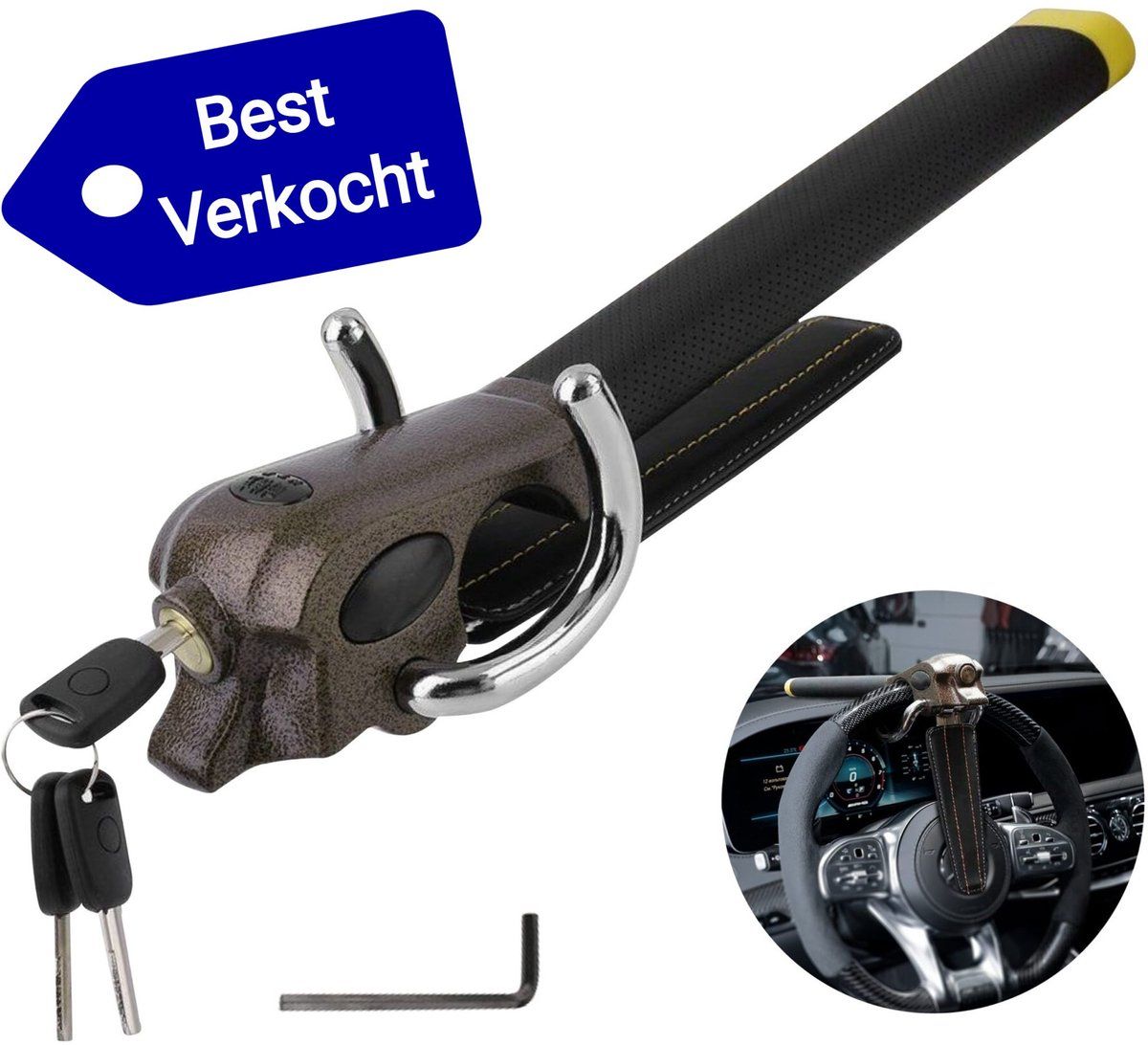 Gtrise Stuurslot - Stoplock - Hoogwaardige Kwaliteit - Zwart
