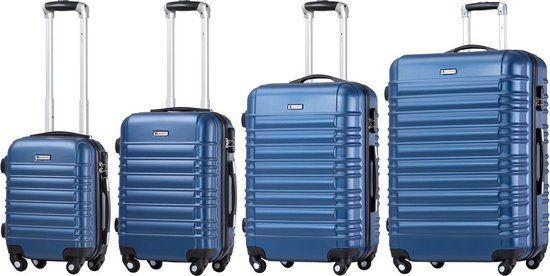 Juskys Trolley Reiskofferset / Kofferset Rome - 4-delig - Blauw - Abs