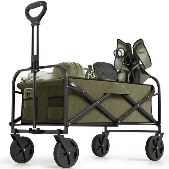 Avalo Bolderkar AP0088 - Opvouwbaar 80L 90kg Draagvermogen 360° Wielen - Groen