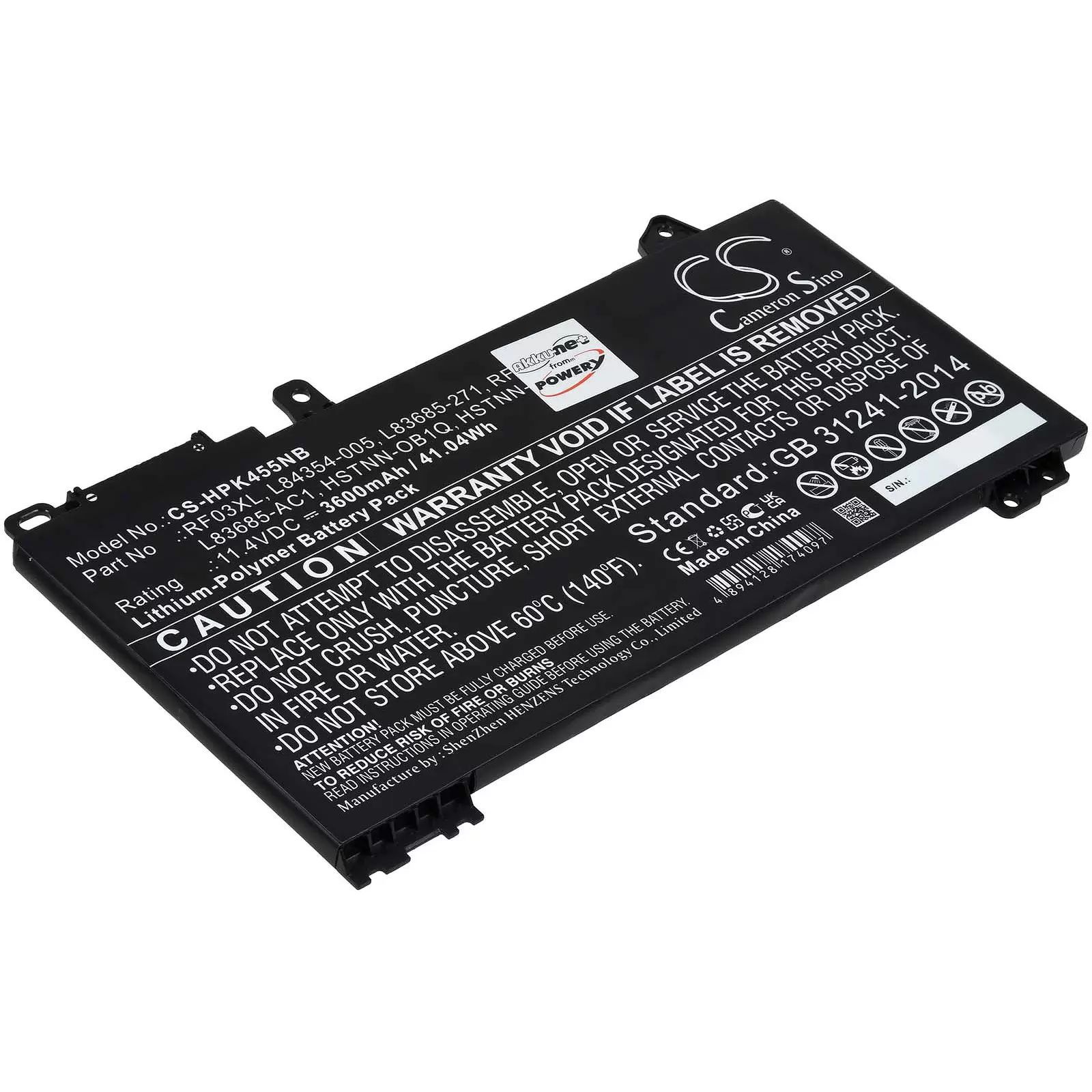 Accu geschikt voor laptop HP Pavilion x360 14 Convertible, type RF03XL - 11,4V - 3600 mAh